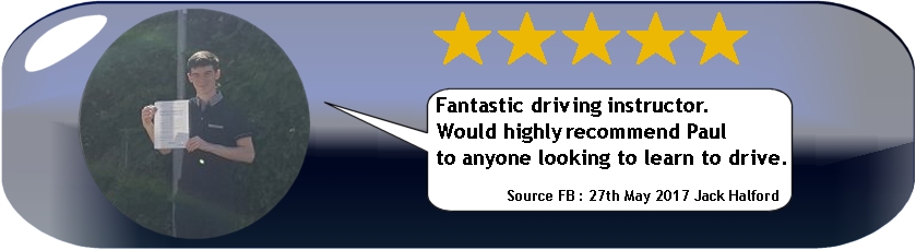 5 star review of pauls 5 star driving tuition by Jack halford